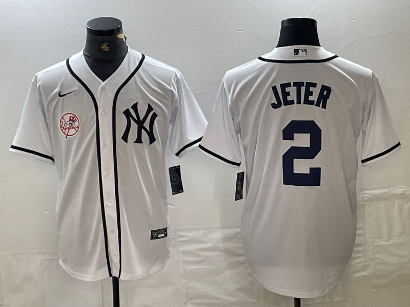Men New York Yankees #2 Jeter White Third generation joint name Nike 2024 MLB Jersey style 3->new york yankees->MLB Jersey